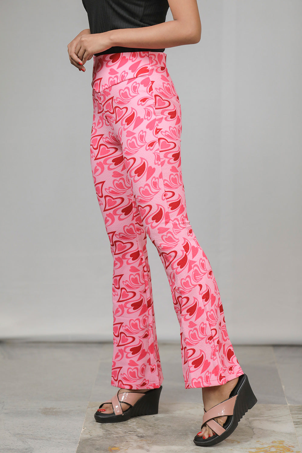 Pink Heart Print Trousers – Playful Style Meets Comfort