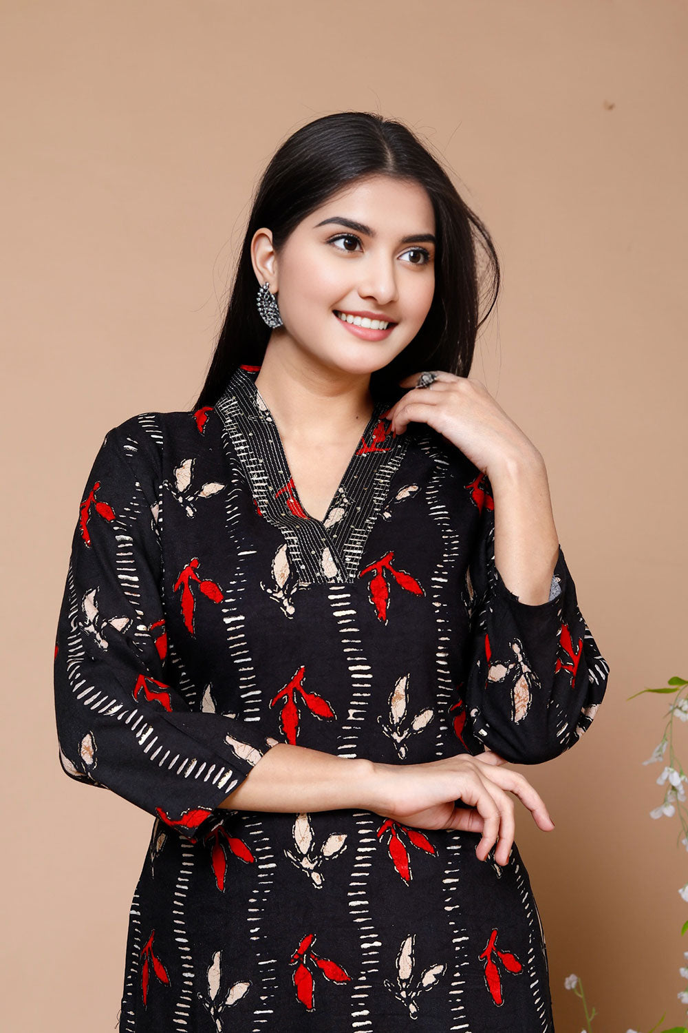 Foil Print Straight Kurta