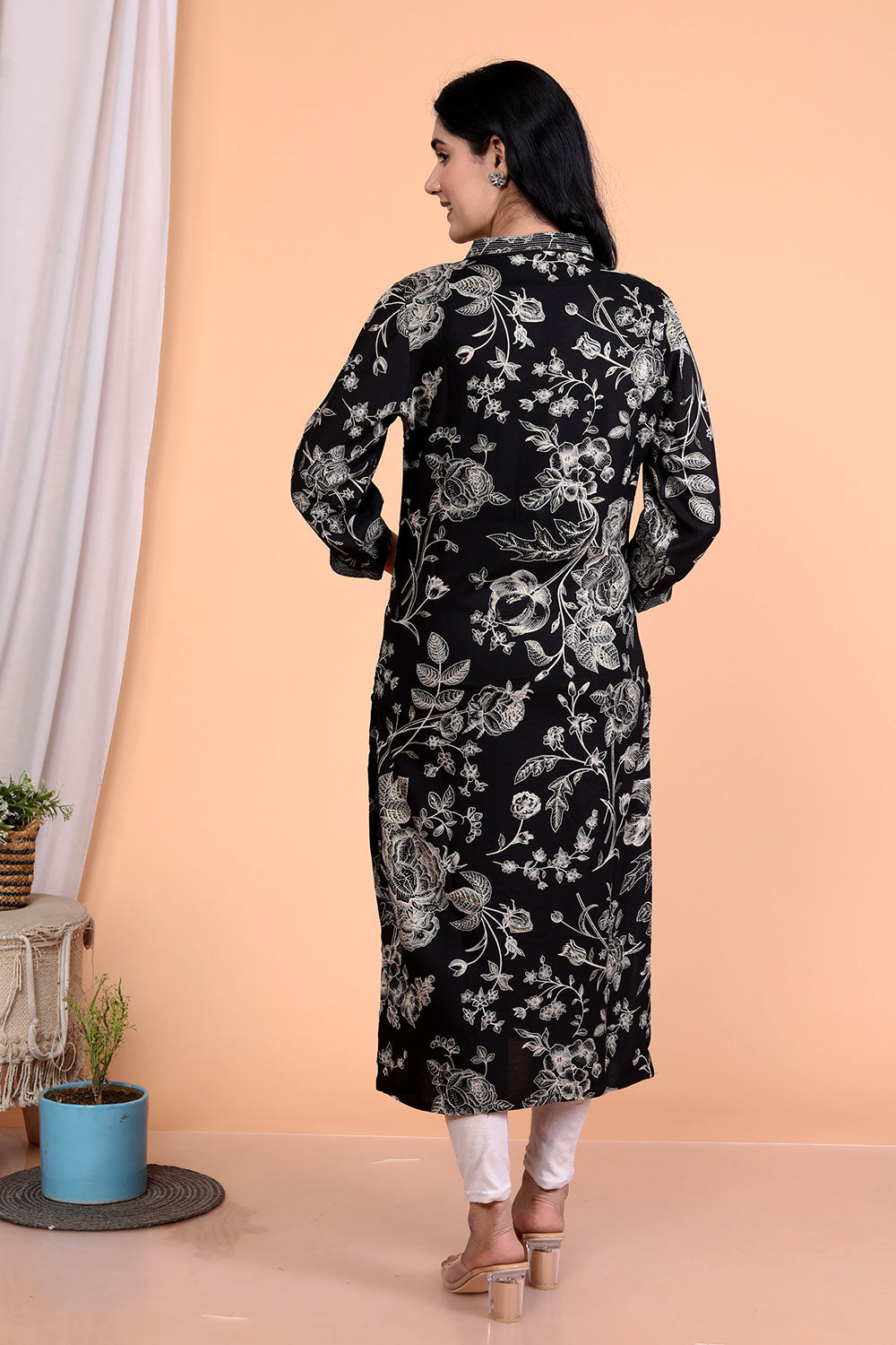 Foil Print Black Kurti