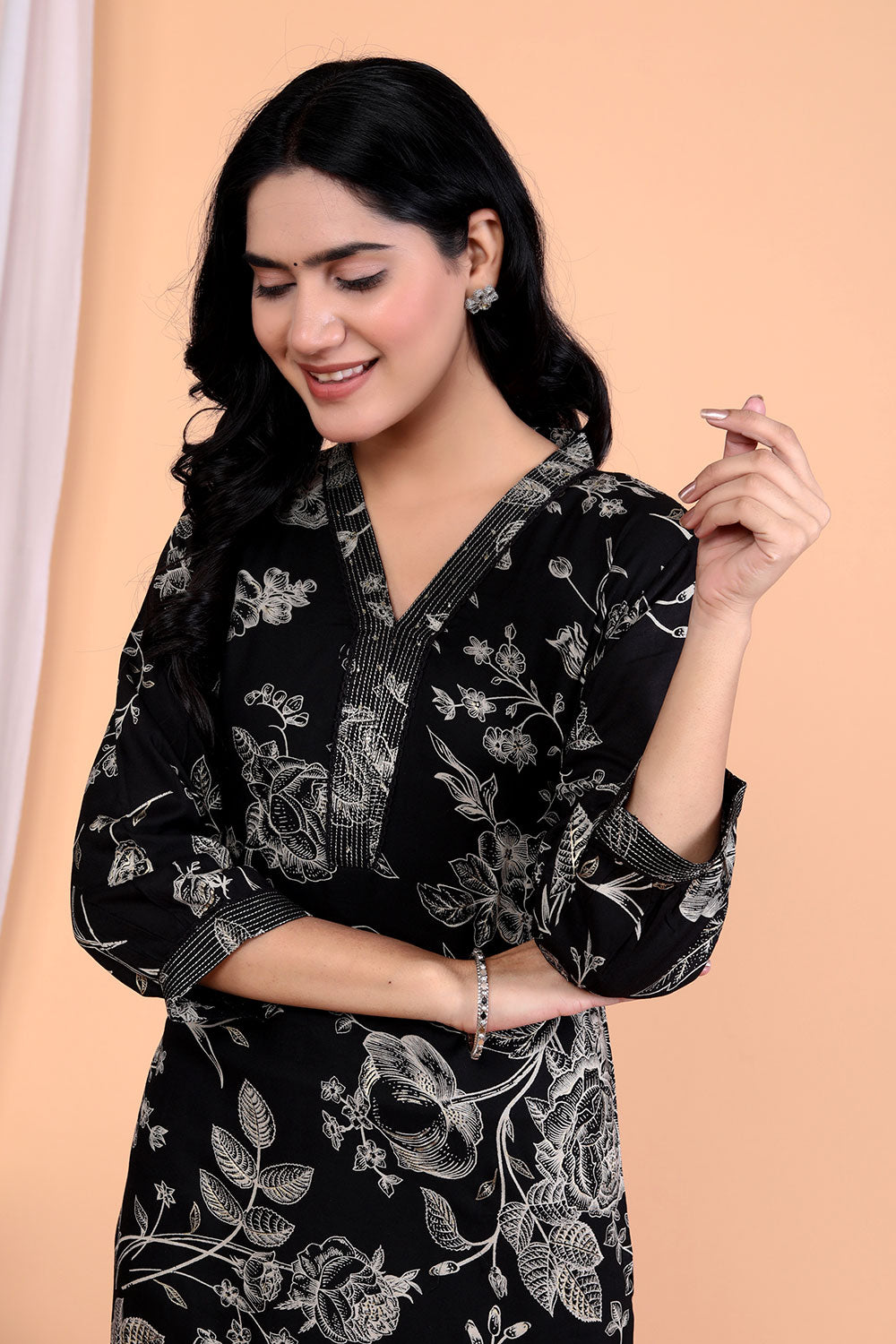 Foil Print Black Kurti