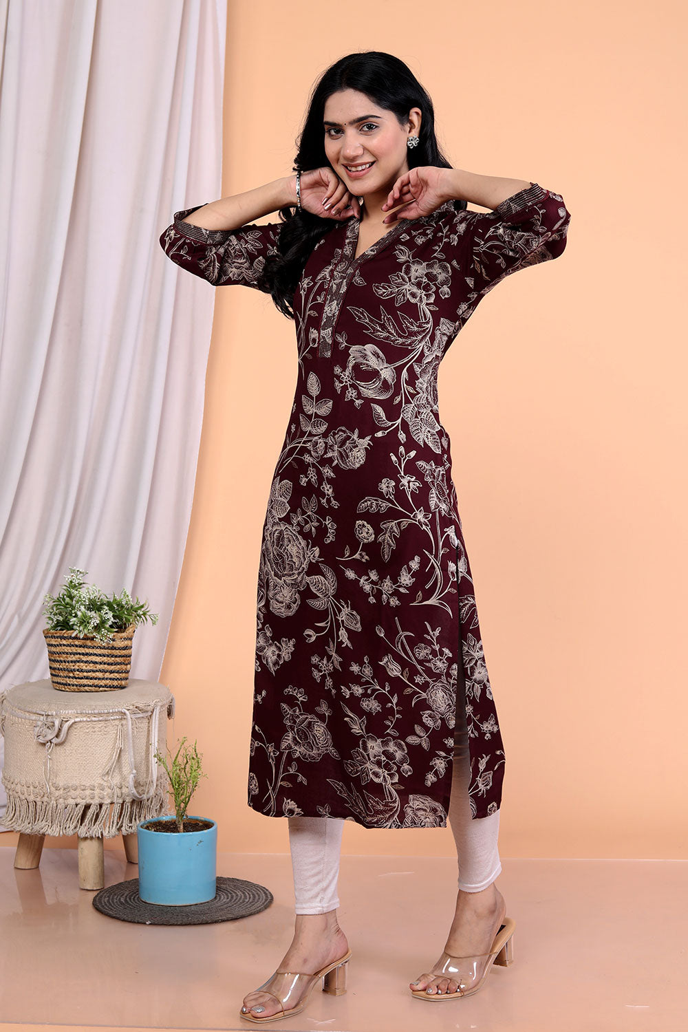 Rayon Foil Print Kurti